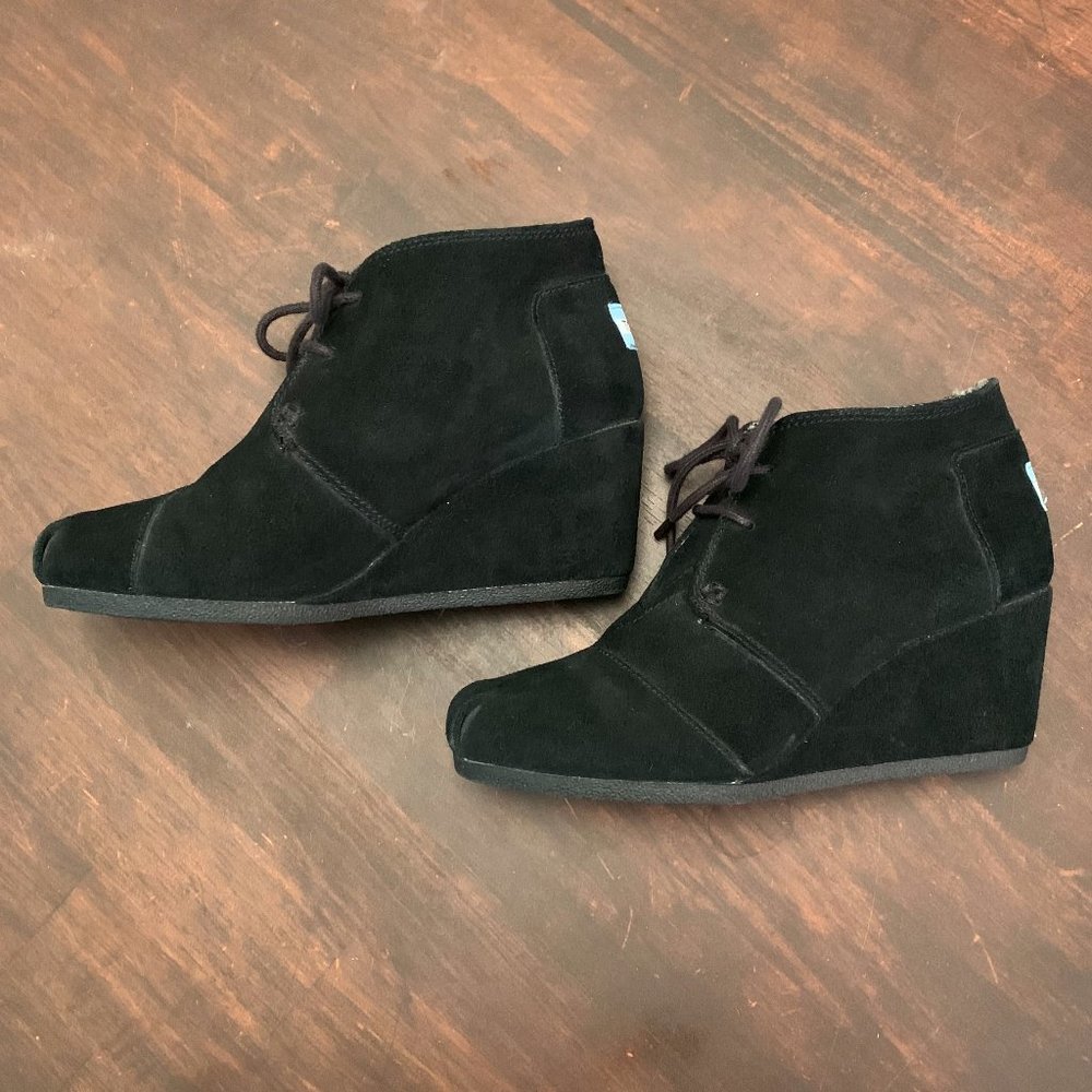 TOMS Suede Wedge Booties